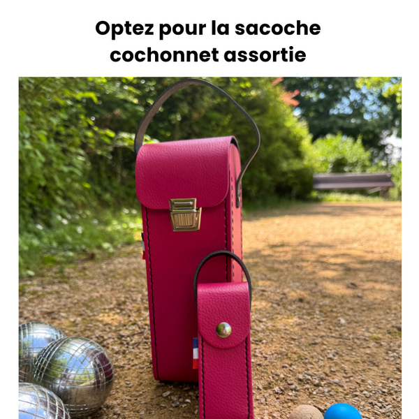 Sacoche de pétanque framboise