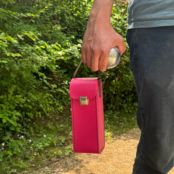 Sacoche de pétanque framboise