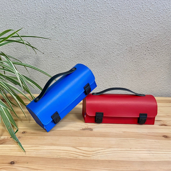 sacoches horizontales bleu et rouge